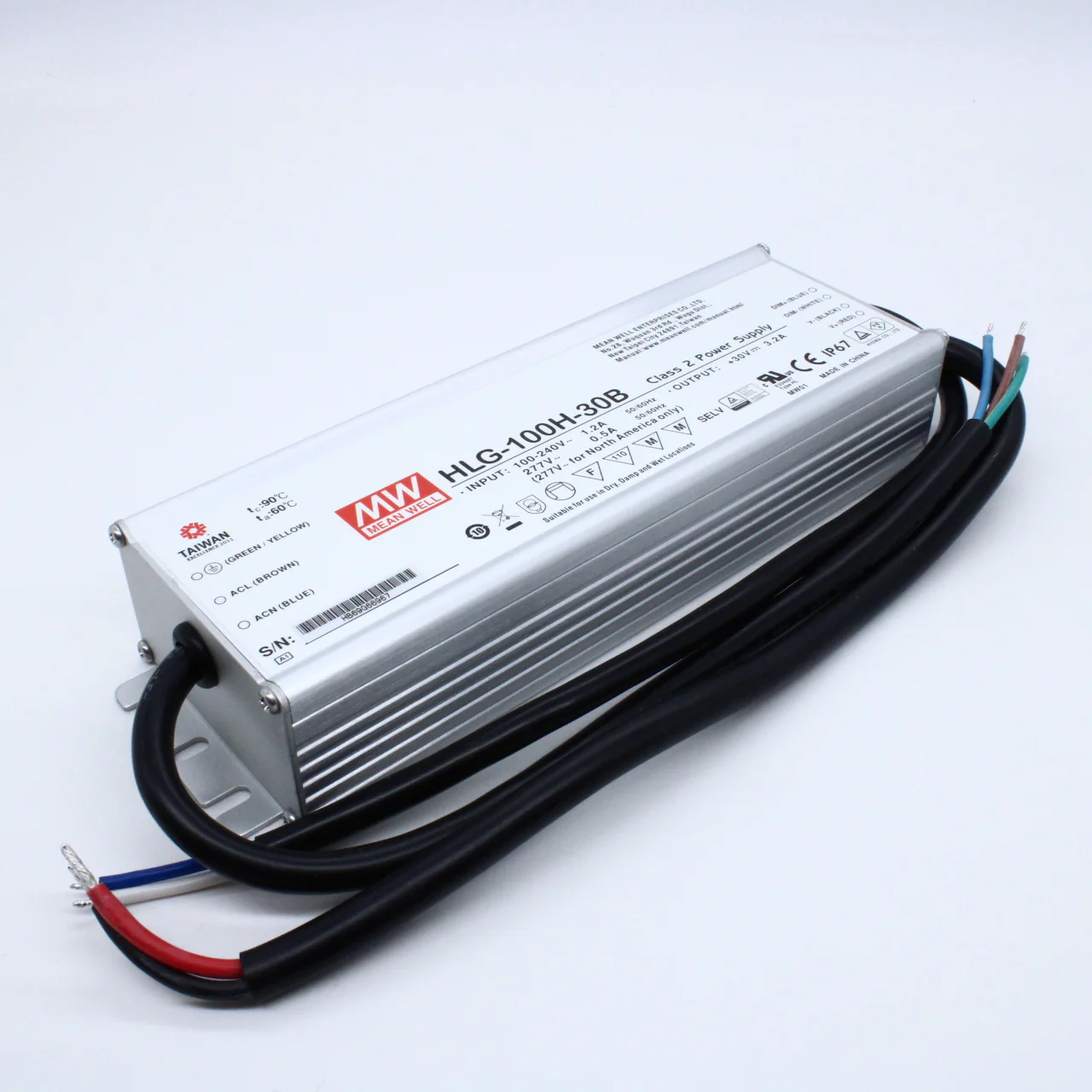 HLG-100H-30B - AC/DC драйвер электропитания светодиодов 96Вт Single 7-Pin