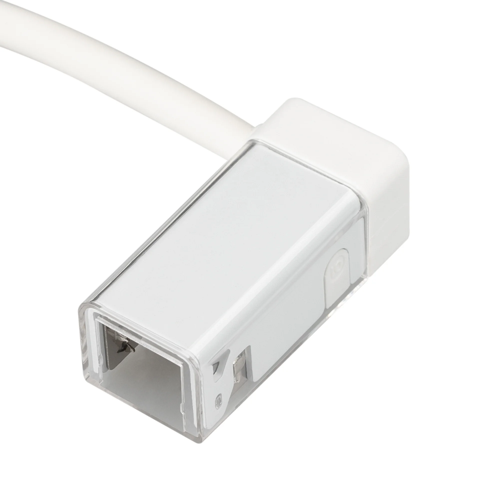 Коннектор питания ARL-MOONLIGHT-1213-CON-POWER-RR-WH 028063 - Герметичный коннектор питания для гибкого неона MOONLIGHT, сечение 12х13мм, цвет белый. Правый вывод провода. Подключение питания без пайки, IP54, длина провода питания 500мм.