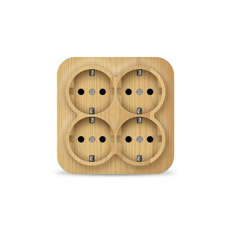 Розетка 4-м ОП 16А IP20 с заземл. сосна квадрат 1459