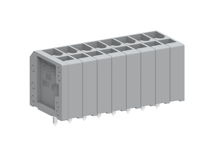 Розеточный разъем на плату 239305 - Клемма, вертикальный подвод кабеля, на плату, шаг: 3.5 мм, 5 полюсов, фиксация провода пружинная, исполнение: стандартное, 160V, 17,5A, цвет: серый