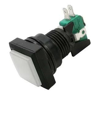 GMSI-5B-S NO(NC)+NC(NO) WHITE - Кнопка квадратная с LED подсветкой, цвет белый, размер 33х33мм, посадочное отверстие 23.5мм, 5А/250В