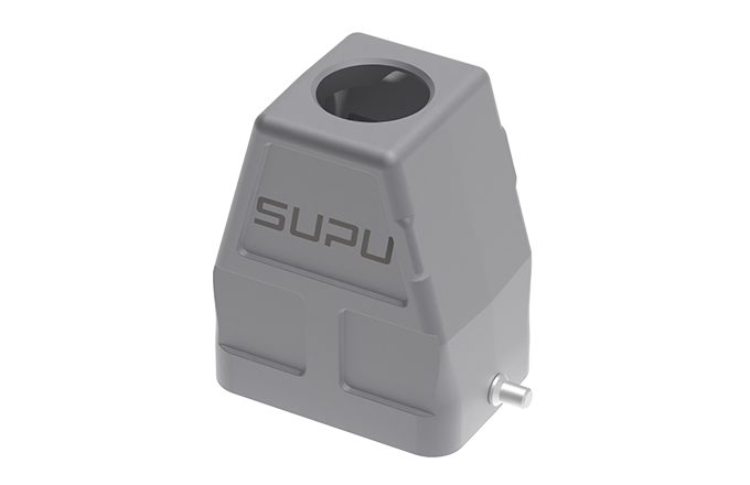 Крышка разъема S6B-TEH-2B-M25 - Крышка разъема на кабель, типоразмер 6B, высокое исполнение, без уплотнителя, 1 отверстие с резьбой для кабельных вводов M25x1,5, с верхним расположением, без защелки (упоры под одну защелку), материал корпуса: алюминиевый 