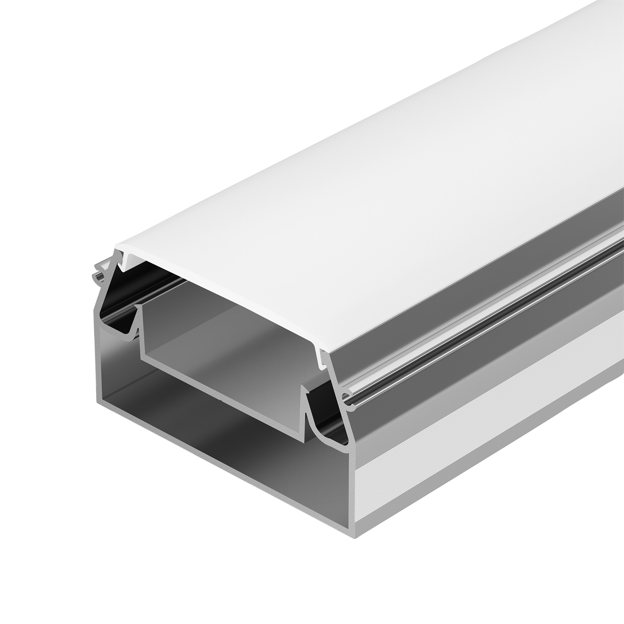 Профиль STRETCH-S-50-CEIL-CENTER-2000 (GAMMA50) 040700 - Алюминиевый профиль для натяжных потолков (центральная линия). Решение 2-в-1 - каркас для крепления натяжного потолка и профиль для установки светодиодной ленты. Для дизайнерских решений «линии свет
