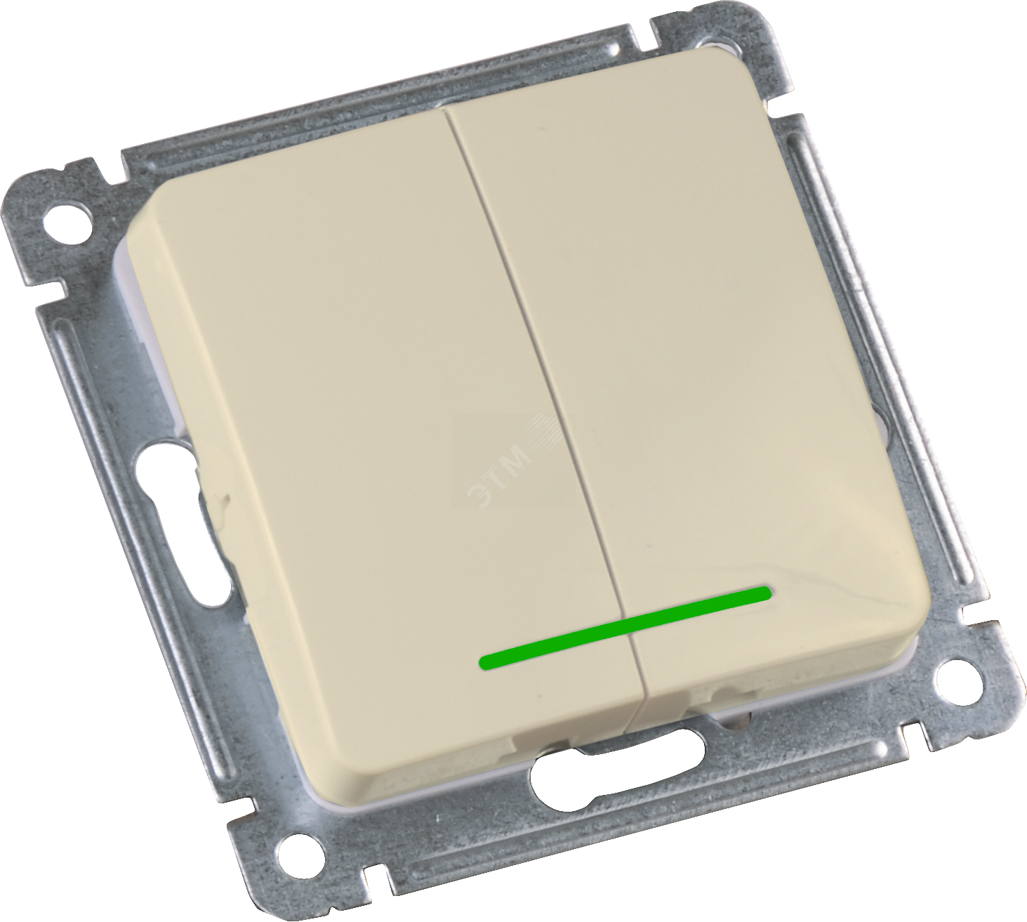 MASTER Выключатель двухклавишный с индикацией, скрытой установки, в рамку, слоновая кость ВС10-452-01