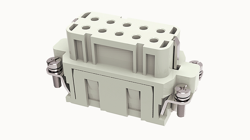 Розеточная контактная вставка DA-010-FC - Розеточная контактная вставка, обжимная фиксация, 10 полюсов + PE, типоразмер 10A, 250V, 16A, (обжимные контакты поставляются отдельно)