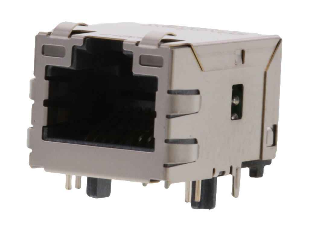 93769-8628 - Соединитель RJ-45 розетка  8 контактов шаг 1.27мм угловой монтаж в отверстие 14 терминалов 1 порт лоток