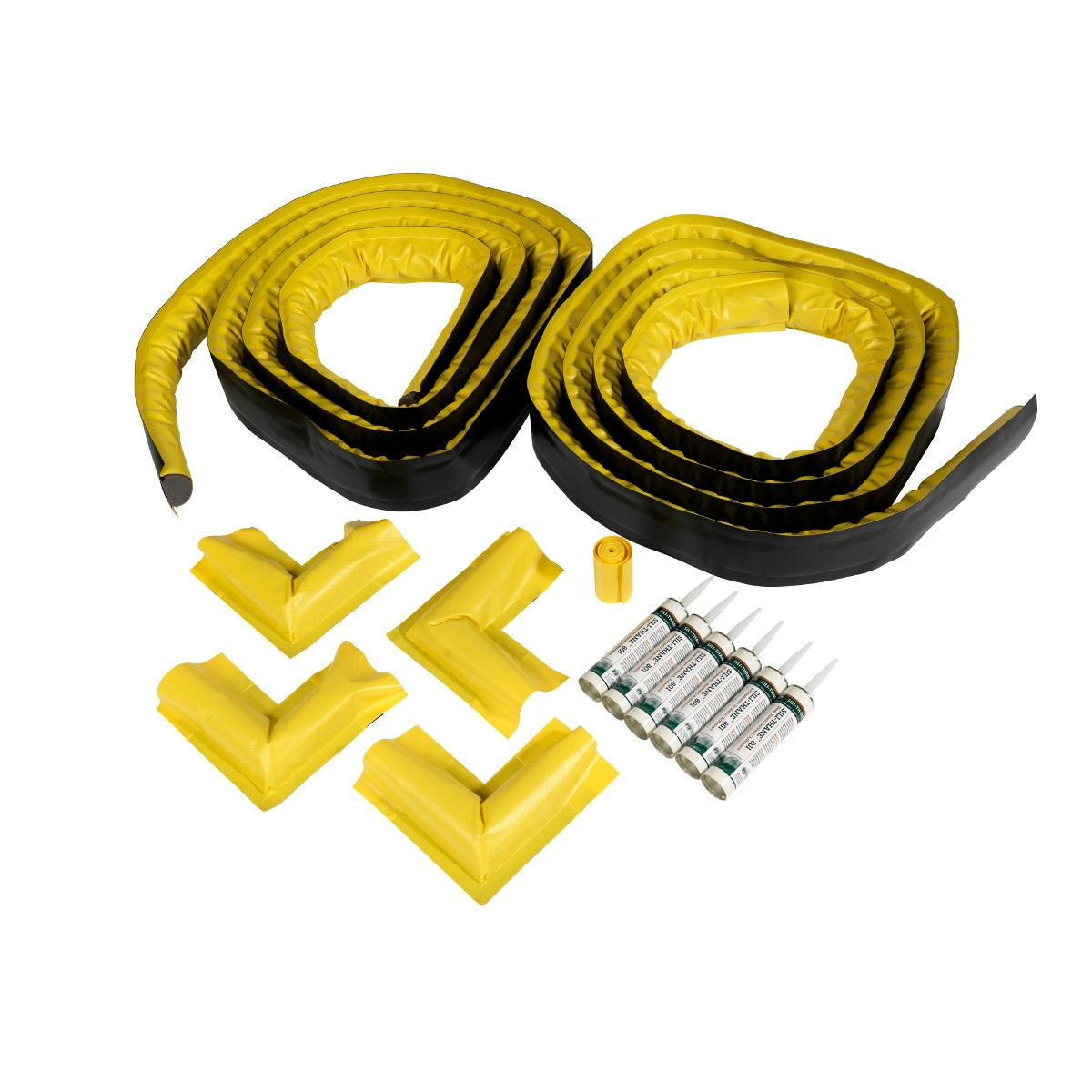 spc813980 - SB-MAB-KIT Комплект для создания барьера, включает:  2 x 7,6 м прямых секции, 4 угловых сегмента, 1 рулон виниловой ленты для связки сегментов, 6 туб с силиконовым уплотнителем.