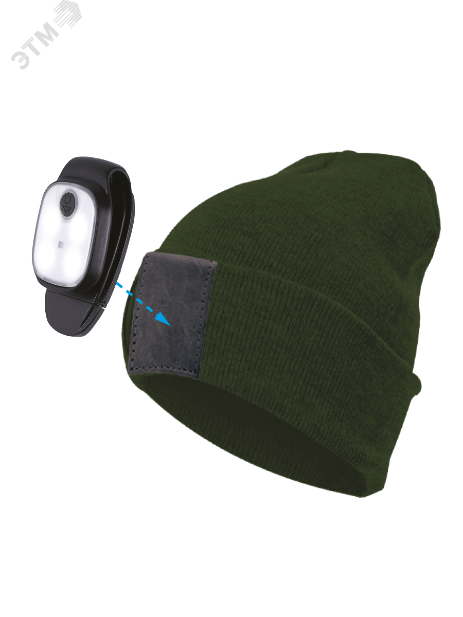 Шапка с фонарем хакки свет красн. бел. KOCHat2_g