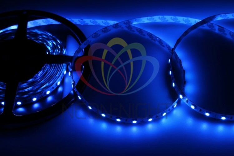 Лента светодиодная 12В, SMD5050, 14,4Вт/м, 60 LED/м, синий, 10мм, 5м, IP20 141-463