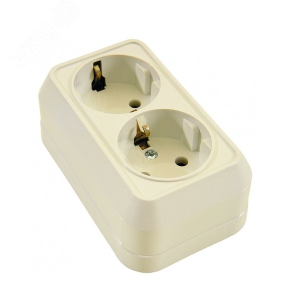 Розетка 2-м ОП 16А IP20 с заземл. крем. 45282