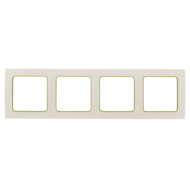Стокгольм Рамка 4-местная белая с линией цвета зеленый PROxima EAM-G-303-10