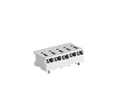 Клемма Wiecon 8520 B / 5 OB - Вилочный разъем, горизонтальный, на плату, под штырь, шаг 3,5 мм, 5 полюсов, фиксация на плате пайкой, 250V, 4А, без маркировки, цвет: серый, серия 8520 B