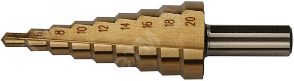 Сверло ступенчатое HSS по металлу, 9 ступеней, 4-20 мм 36382М