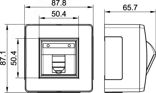 Коробка PDD-N60 с 1 розеткой Brava RJ45 кат.5E (телефон/компьютер) бел. 10665