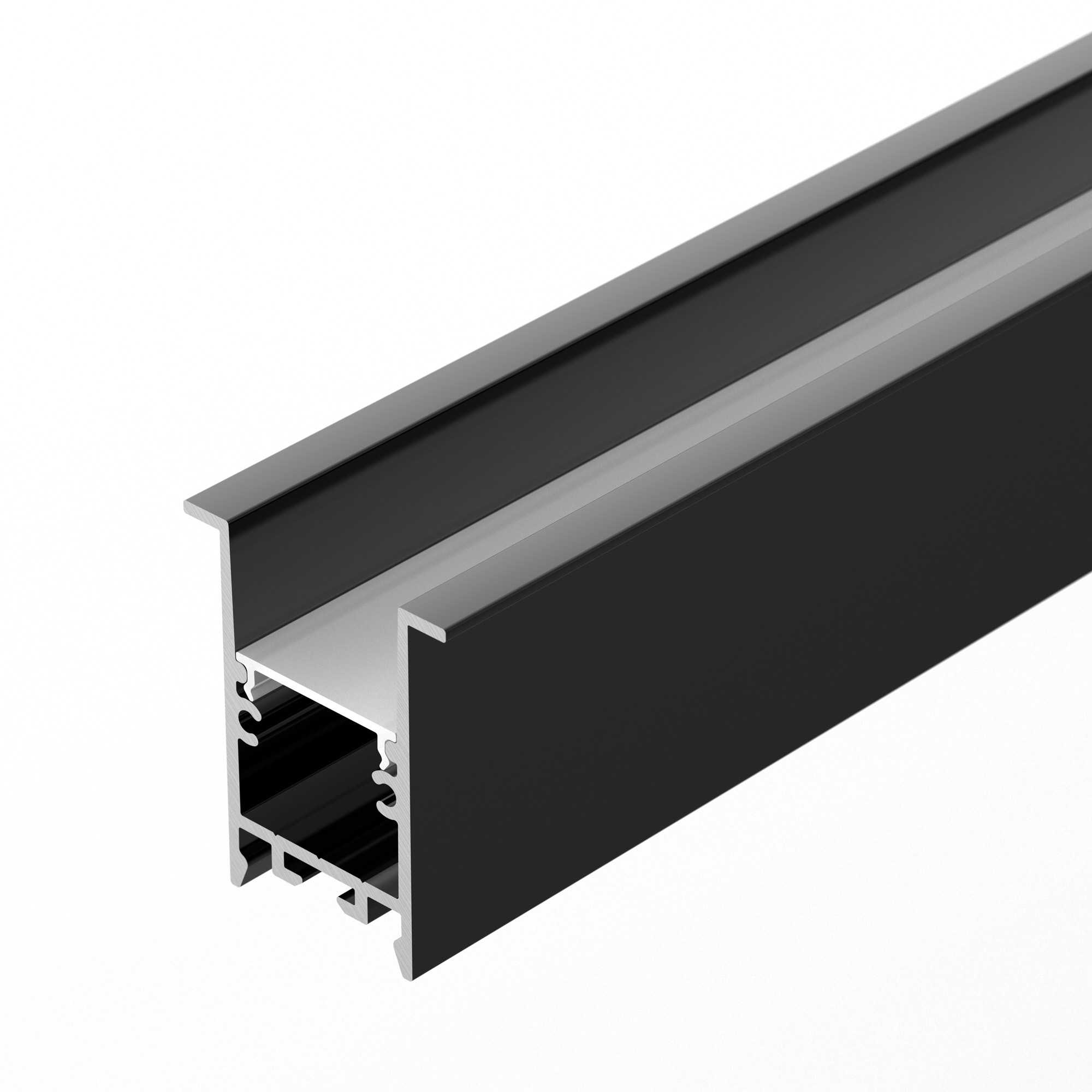 Профиль SL-COMFORT-3542-F-2000 ANOD BLACK 031765 - Алюминиевый анодированный профиль для светодиодных лент и линеек. Цвет - чёрный. Экран утоплен в плоскости профиля, что позволяет скрыть источник света от прямого контакта с глазами. Габаритные размеры (L