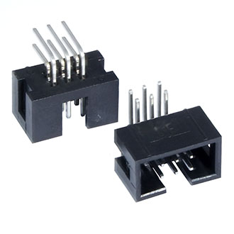 BH-06R  (IDC-06MR) - IDC разъем, вилка на плату угловая двухрядная 6pin(2x3)., шаг 2.54мм