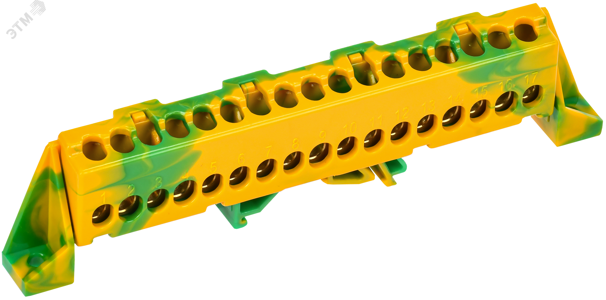 TEKFOR Шина PE земля в комбинированном DIN-изоляторе Стойка 6х9-17-ЖЗ IEK TF-NN10-17-DP-K52