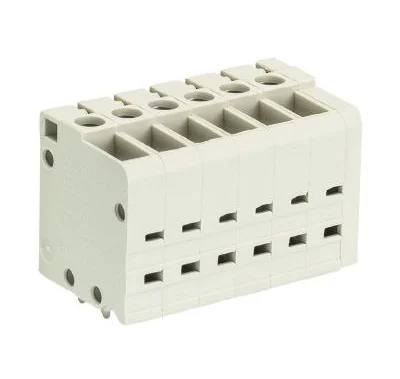 Клемма Wiecon 8185 / 6 TOP V - Клемма на печатную плату, подвод кабеля сверху, 6 полюсов, шаг: 5,00 мм, винтовая фиксация провода, без маркировки, 300V, 16А, цвет: серый, серия 8185 TOP V