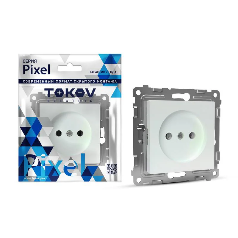 Розетка 1-м СП Pixel 16А IP20 без заземл. защ. шторки механизм перламутр. TKE-PX-R1SF-C04