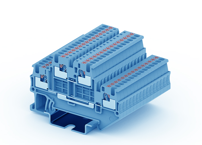 Этажная клемма TPD2.5-2-BU - Этажная клемма, тип фиксации провода: push-in, номинальное сечение: 2,5 мм кв., 32A, 500V, ширина: 5,2 мм, цвет: синий, тип монтажа: DIN 35