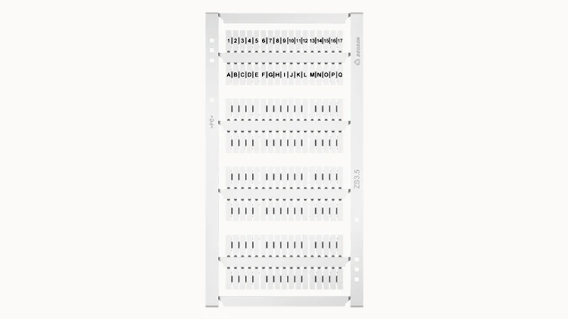 Марк. кассета ZS3.5-136P-19-00Z(H) - Кассета с шильдиками для клемм DS…, PC…, сечением 1,5 мм кв., 136 шильдиков, чистая, размер шильдика: 2.9х10.5 мм, цвет белый