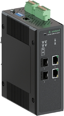 Коммутатор WIENET L2MS 4G-2SFP - Коммутатор серии WieNet, управляемый, 2 порта RJ45 скорость передачи 10/100 MBit/s, 2 SFP порта, номинальное напряжение: 9-57 VDC, монтаж: на DIN рейку, материал корпуса: алюминий