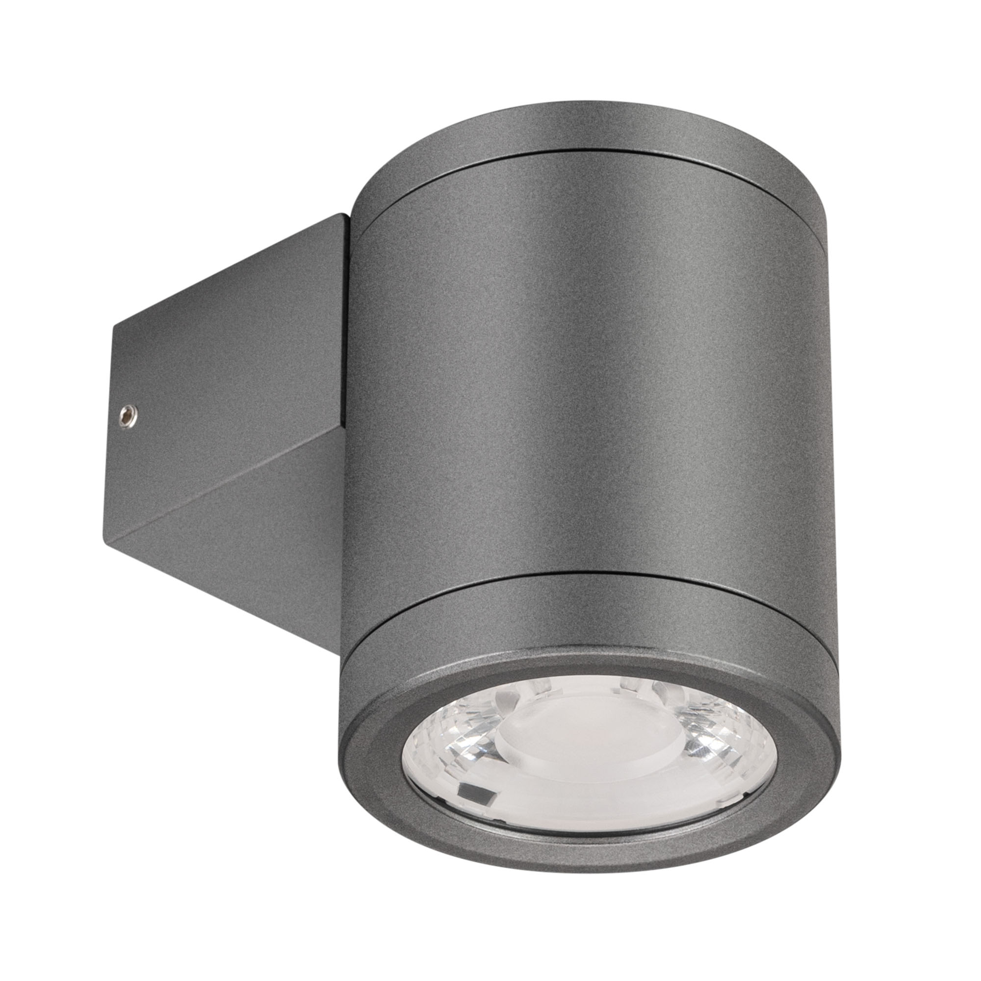 Светильник LGD-RAY-WALL-R65-9W Day4000 (GR, 23 deg, 230V) 044852 - Накладной настенный светильник. Мощность 9 Вт, св. поток 860 лм, 95 лм/Вт, теплый 4000 K, CRI>80, угол 23°, напряжение питания 230 В. Темно-серый фигурный корпус из алюминия, экран стекло,