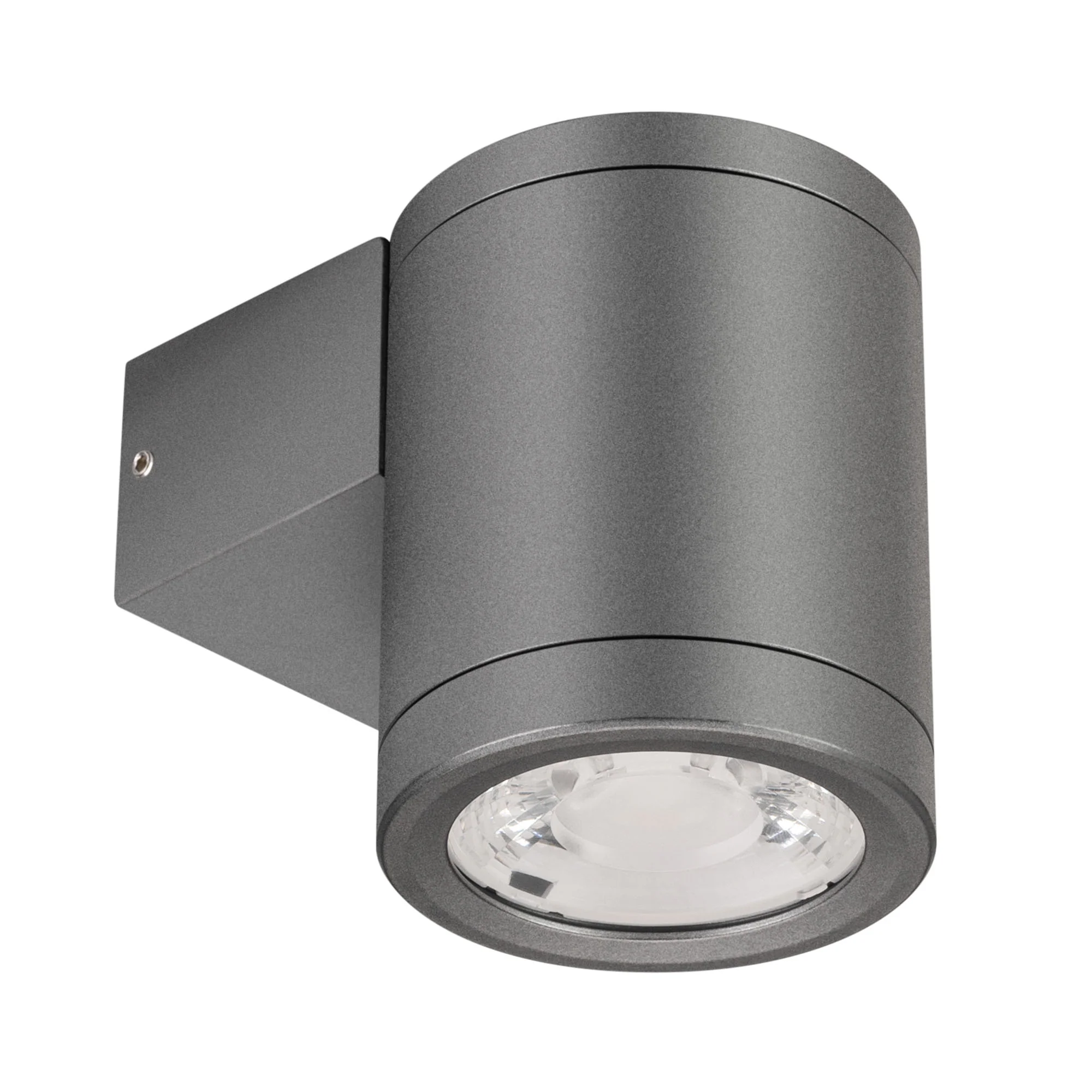 Светильник LGD-RAY-WALL-R65-9W Day4000 (GR, 23 deg, 230V) 044852 - Накладной настенный светильник. Мощность 9 Вт, св. поток 860 лм, 95 лм/Вт, теплый 4000 K, CRI>80, угол 23°, напряжение питания 230 В. Темно-серый фигурный корпус из алюминия, экран стекло,