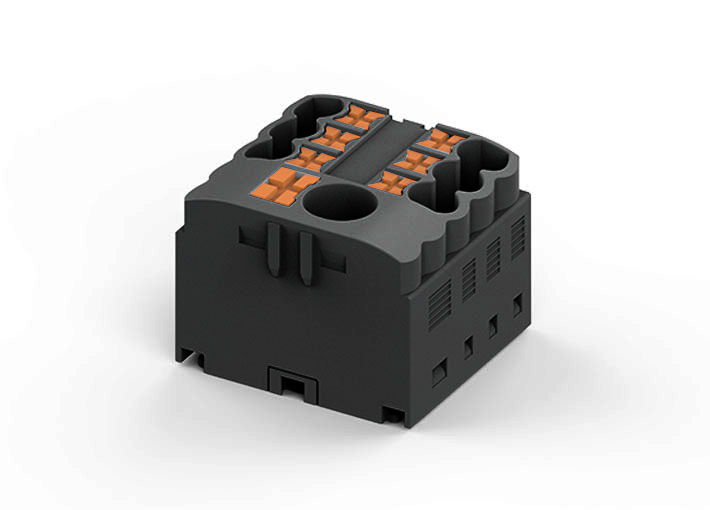 Распределительный блок TPA6/2.5-7-BK - Блок распределения потенциала, 7 точек подключения, тип фиксации провода: push-in, номинальное сечение: 2,5/6 мм кв., 41A, 450V, цвет: черный
