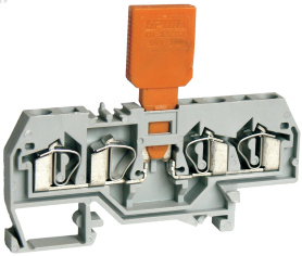 Клемма с ножевым размыкателем UJ1-2.5/3K - Клемма с ножевым размыкателем, 3 точки подключения в клемме, тип фиксации провода: пружинный, номинальное сечение: 2,5 мм кв., 24A, 660V, ширина: 6,5 мм, цвет: серый, тип монтажа: DIN 35