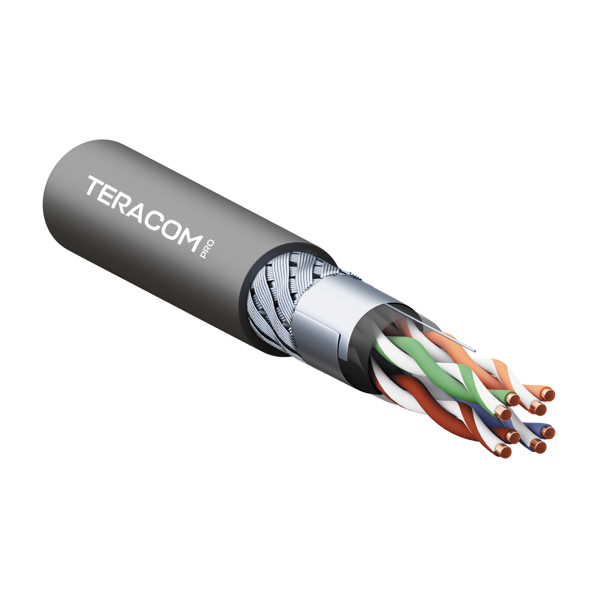 Кабель витая пара TERACOM PRO Cat.5E SF/UTP для промышленного Ethernet проводник 4 пары 19x0,1мм 26AWG оболочка полиуретан -40-C - +80-C цвет черный (упак. 305м) TRP-5ESFU-04PU-BK-OIE3