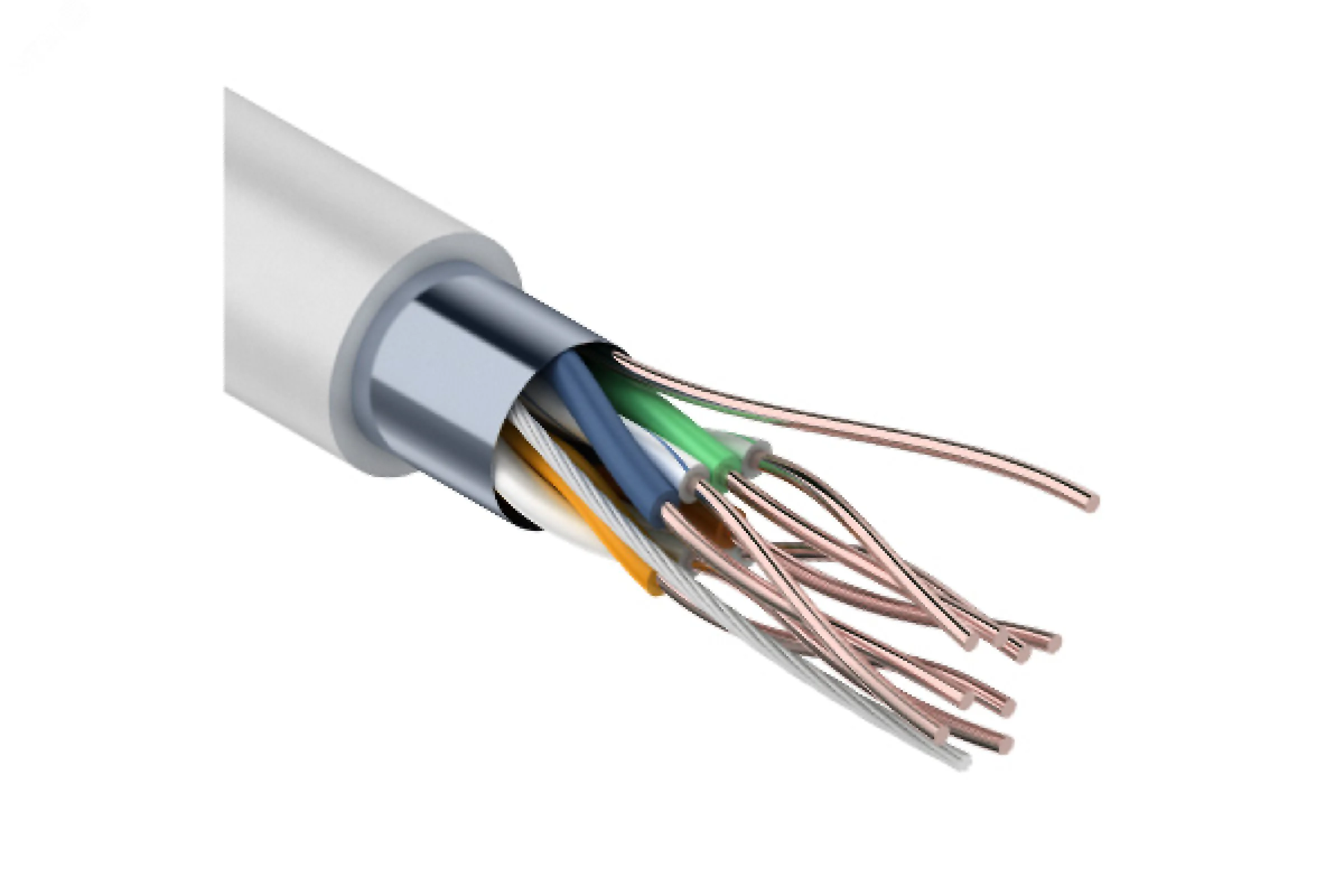 Кабель витая пара  FTP 4PR 24AWG - внутренний экранированный, CAT5e, одножильный, бухта 305м