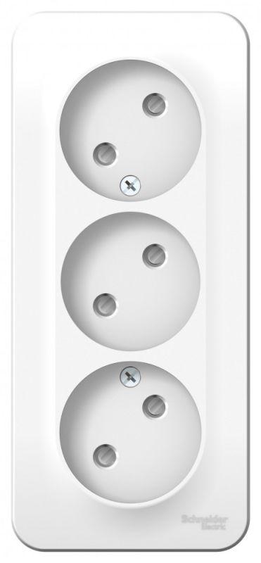 Розетка 3-м ОП Blanca 16А IP20 250В без заземл. защ. шторки с изолир. пластиной бел. SE BLNRA001311