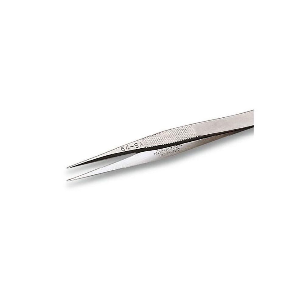 64SA - Специальная нержавеющая сталь, не магнитится. Точный пинцет с зазубренными зажимами, длина 120 мм, 17 г