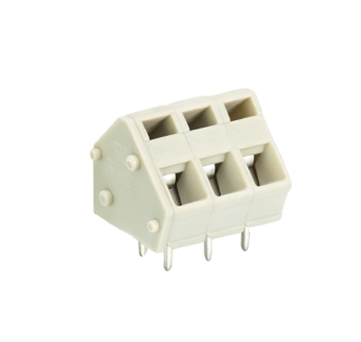 Клемма Wiecon 8191 FK / 3 - Клемма на печатную плату, подвод кабеля под углом 45 град., 3 полюса, шаг: 5,00 мм, пружинная фиксация провода, без маркировки, 250V, 16A, цвет: серый, серия 8191 FK