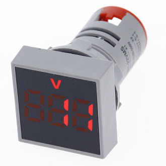 DMS-145 - Цифровой LED вольтметр AC 20-500В, XM16-22FSV, красный, установка на панель в отв d=22мм