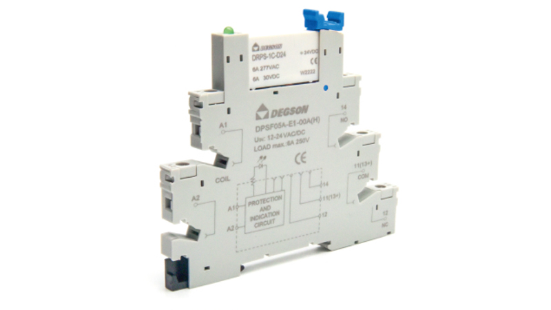 Реле с колодкой DRPSS-1C-L-A220 - Реле с колодкой, 1 группа переключающих контактов, 220VAC, 6A, в комплекте: реле DRPS-1C-D60-06Z(H), колодка DPSF05B-E1-00Z(H)