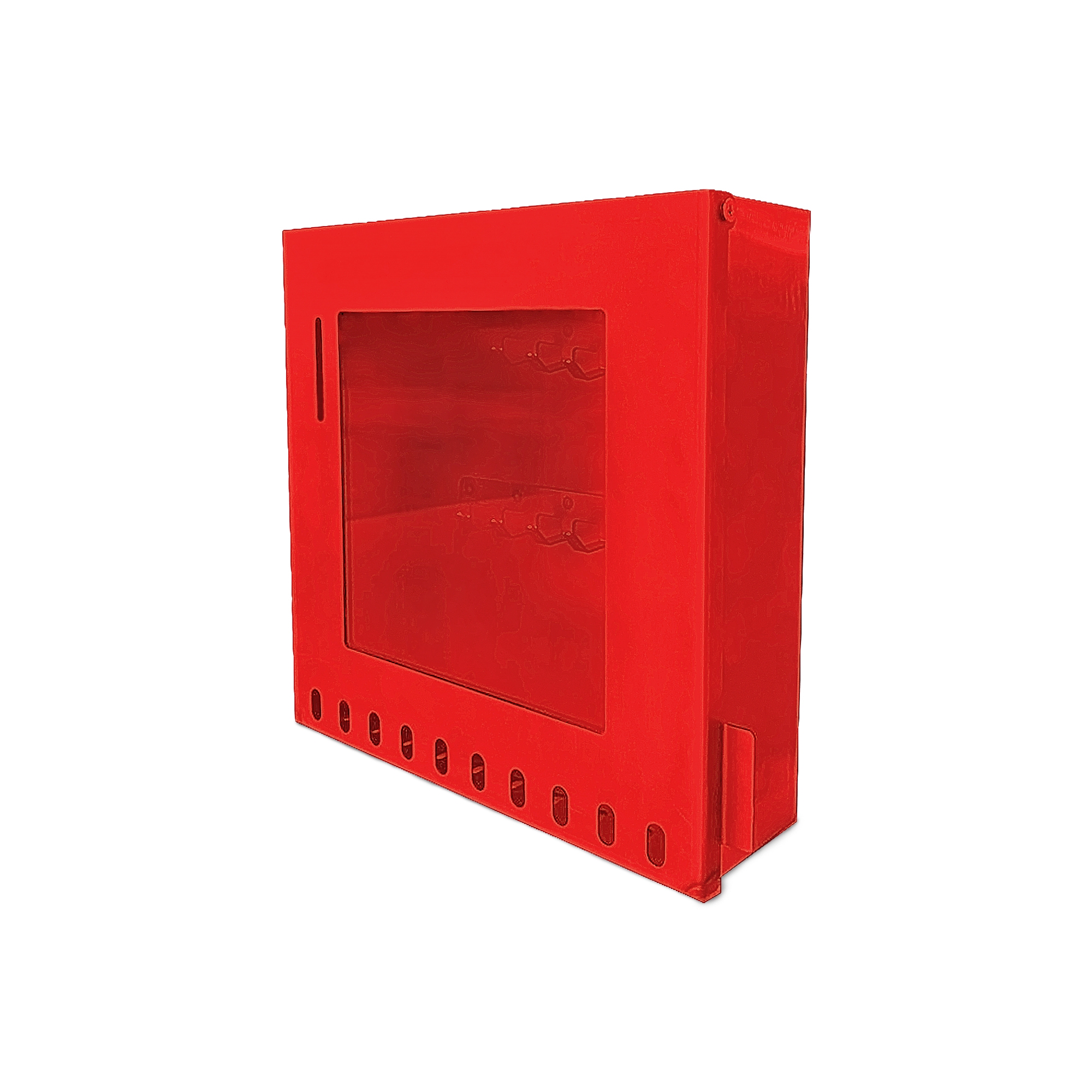 gwrBOX5 - Бокс групповой настенный, сталь и оргстекло, количество крюков внутри – 14, 84х280х280 мм, цвет – красный, 1 шт/упак