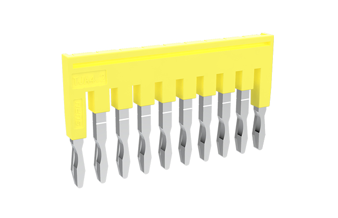 Соединительная перемычка TJA4.2-9 - Соединительная перемычка, втычная, изолированная, 9 полюсов, для серий клемм: TP/TU/TC, шириной 4,2 мм, цвет: желтый