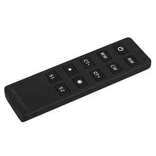 Пульт SMART-R11-MIX (1 зона, 2.4G) 023050 - Кнопочный радиопульт 2.4 ГГц черного цвета для управления регулировки температуры свечения (MIX) источников света. 1 зона управления, управление с помощью кнопок. Питание 3VDC (CR2032). Габариты 135x40x11 мм. Уп