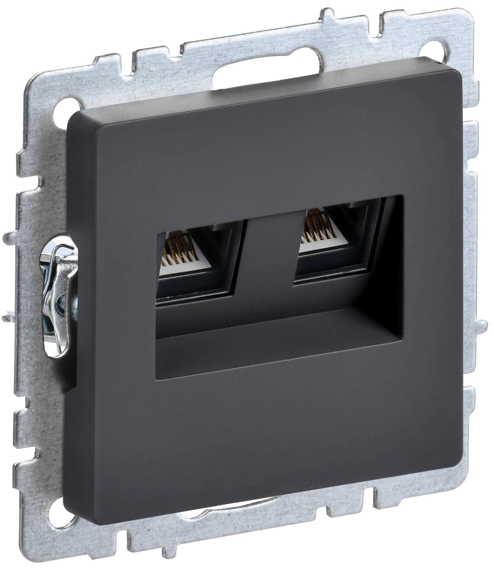 BRITE Розетка компьютерная двойная RJ45 кат.5E РК10-2-БрГ графит