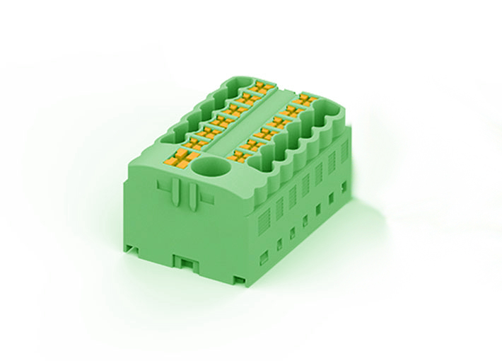 Распределительный блок TPA6/2.5-13-GN - Блок распределения потенциала, 13 точек подключения, тип фиксации провода: push-in, номинальное сечение: 2,5/6 мм кв., 41A, 450V, цвет: зеленый