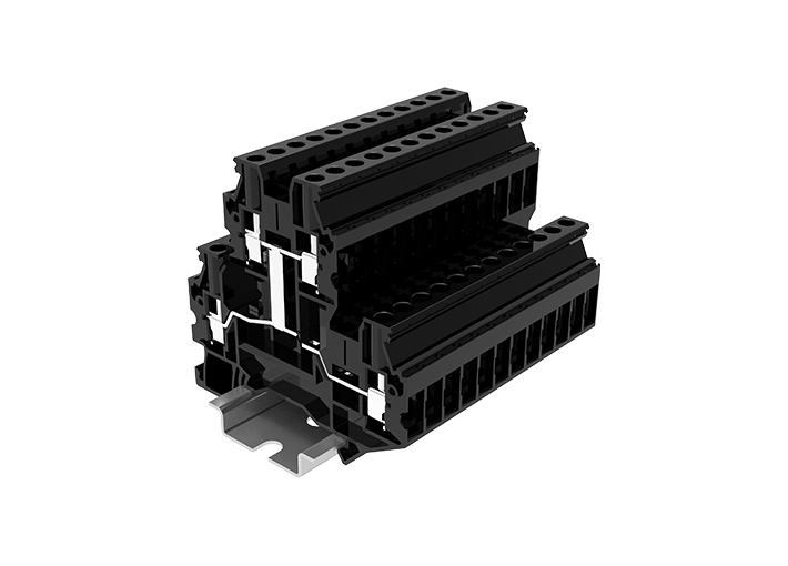 Этажная клемма TUD4-2-PV - Этажная клемма, межэтажное соединение, тип фиксации провода: винтовой, номинальное сечение: 4 мм кв., 32A, 800V, ширина: 6,2 мм, цвет: черный, тип монтажа: DIN 35