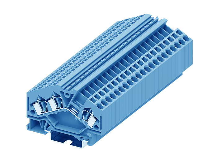Проходная клемма 204963 - Проходная клемма, TA4-1-2, 3 точки подключения, тип фиксации провода: пружинный, номинальное сечение: 4 мм кв., 32A, 800V, ширина: 6 мм, цвет: синий, DIN 35