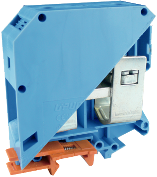 Проходная клемма UKJ-95(BU) - Проходная клемма, тип фиксации провода: винтовой, номинальное сечение: 95 мм кв., 232A, 1000V, ширина: 25 мм, цвет: синий, тип монтажа: DIN 35