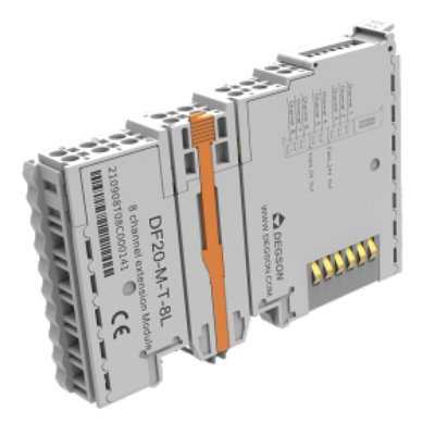 Модуль расш. мощности DF20-M-T-8L - Модуль расширения мощности, входная мощность системы 18 - 36VDC, выходное напряжение 0 - 36VDC, тип монтажа: DIN35