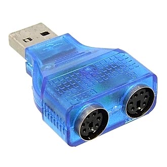 USB TO 2*PS/2 - Переходной разъем USB to 2*PS/2, синий