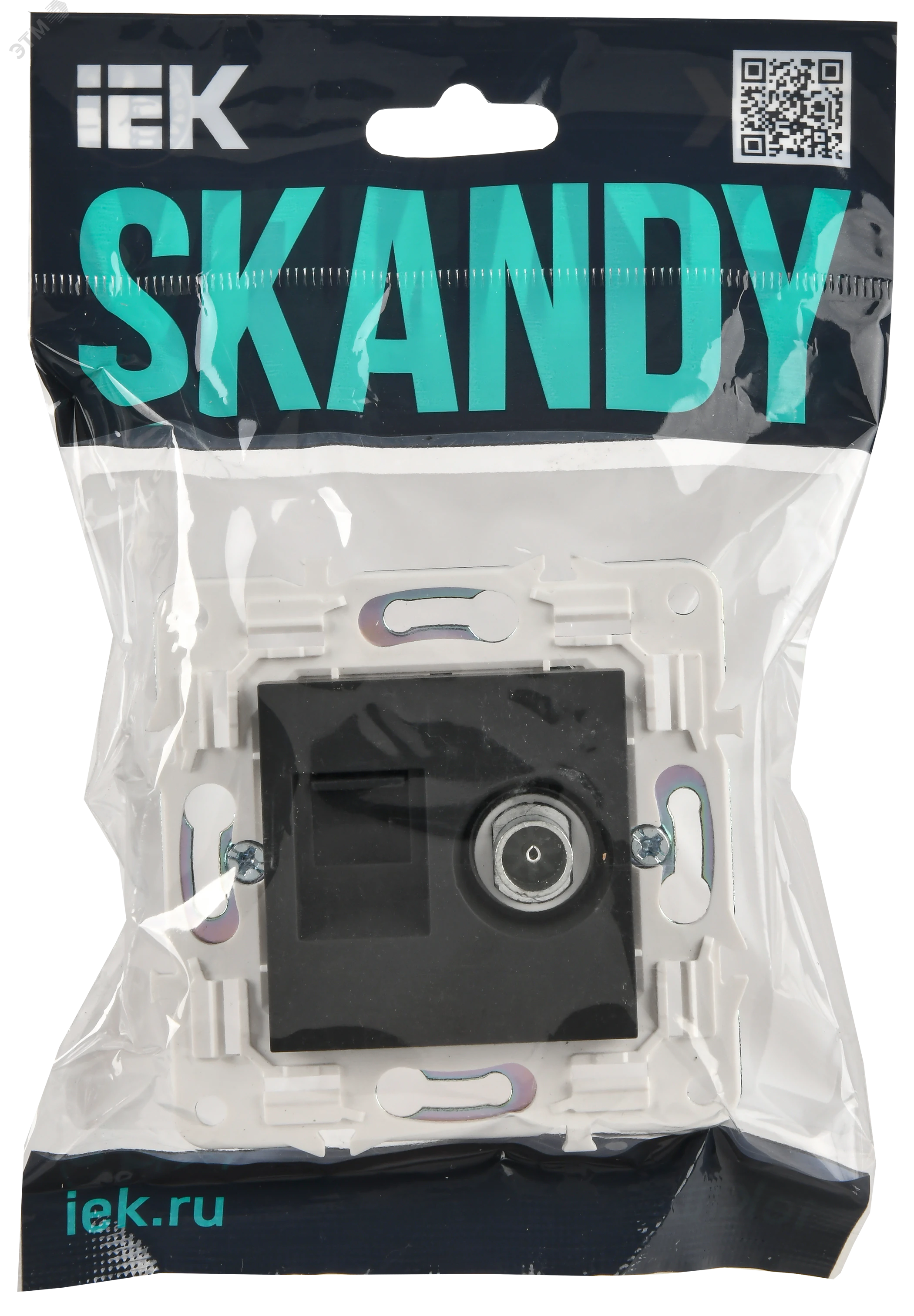 SKANDY Розетка двойная TV+RJ45 кат.5E SK-A14G графит IEK SK-AK20-1-K53