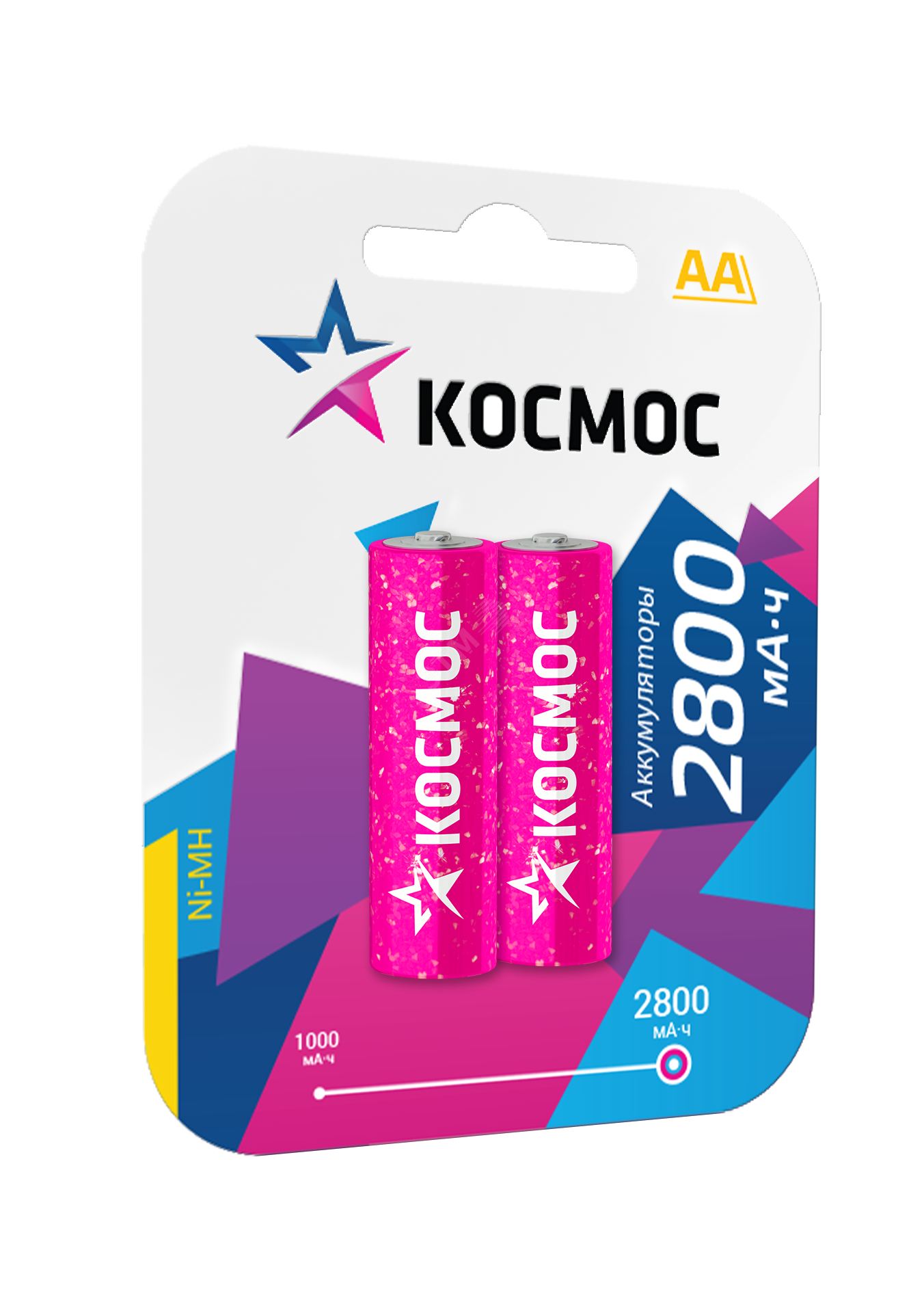 Аккумулятор AA/R6 2800мА.ч NI-MN BP-2 (блист.2шт) КОСМОС KOCR6NIMH2800MAH2BL