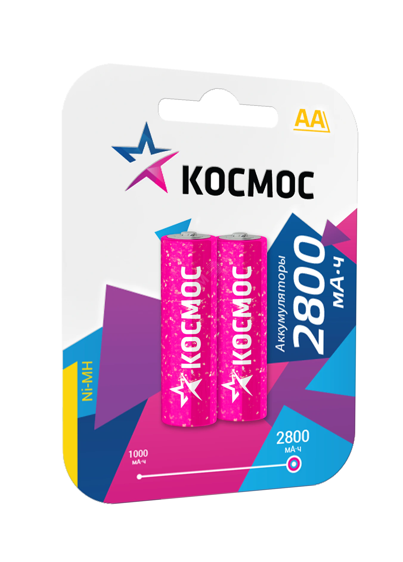 Аккумулятор AA/R6 2800мА.ч NI-MN BP-2 (блист.2шт) КОСМОС KOCR6NIMH2800MAH2BL